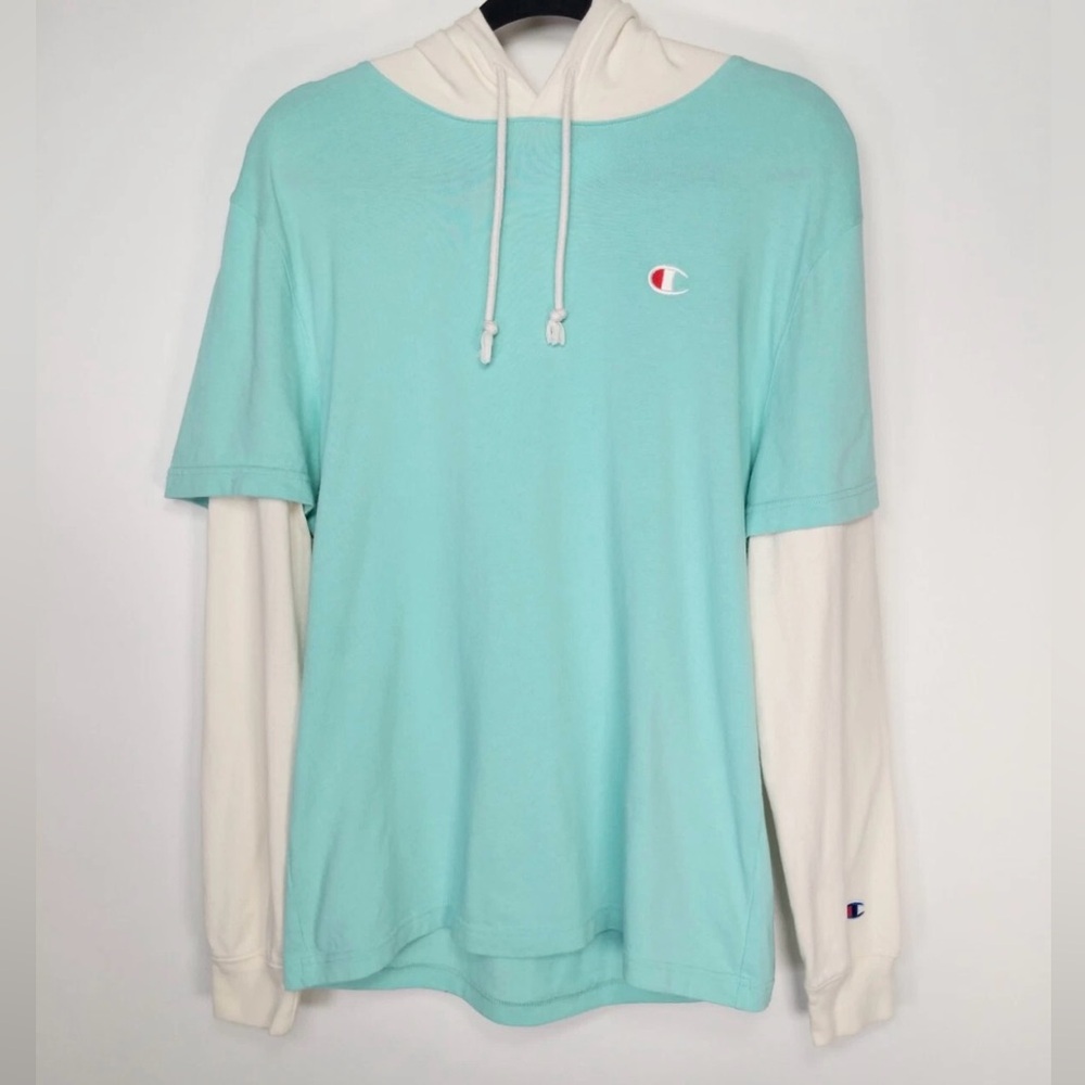 Champion Light Blue and White Layered Sweatshirt
